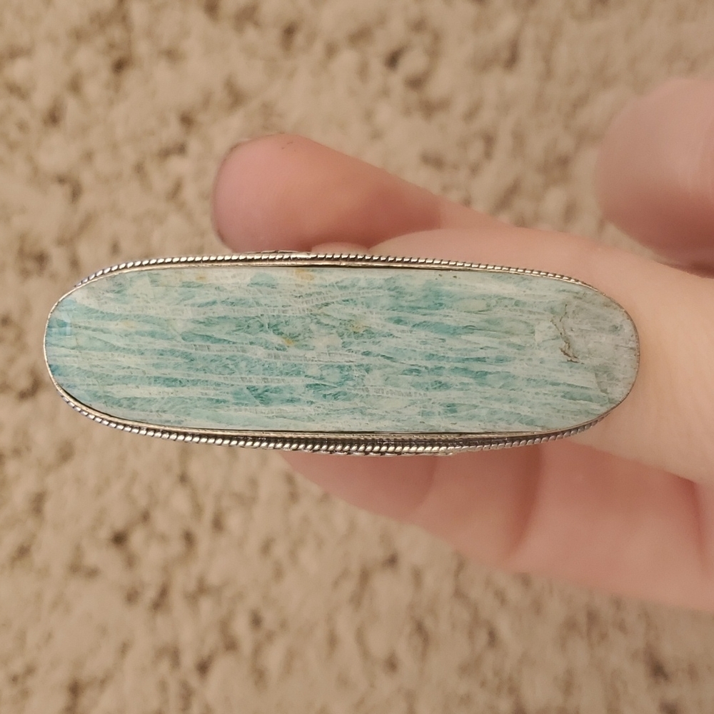 New Huge Amazonite 925 Silver Statement Ring. - Picture 16 of 16